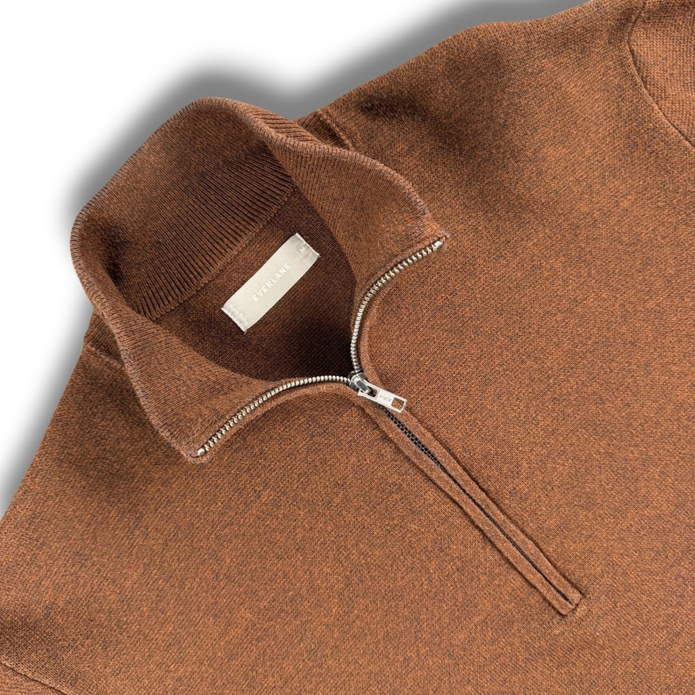 Everlane No Sweat Coolmax‎ Sweater Mens M Brown Quarter Zip Pullover Ecomade